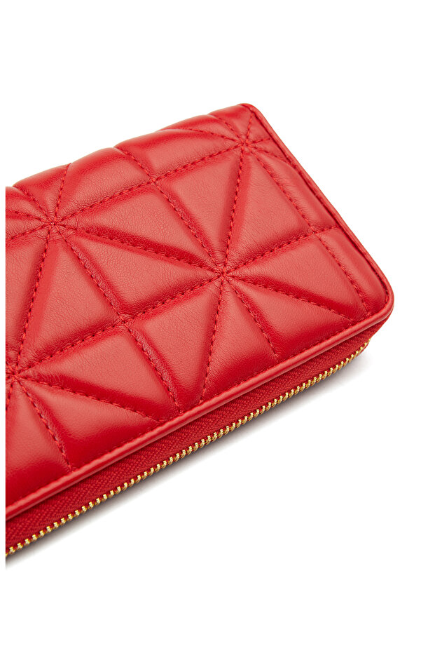 Kırmızı Kapitoneli Kadın Cüzdan - 5