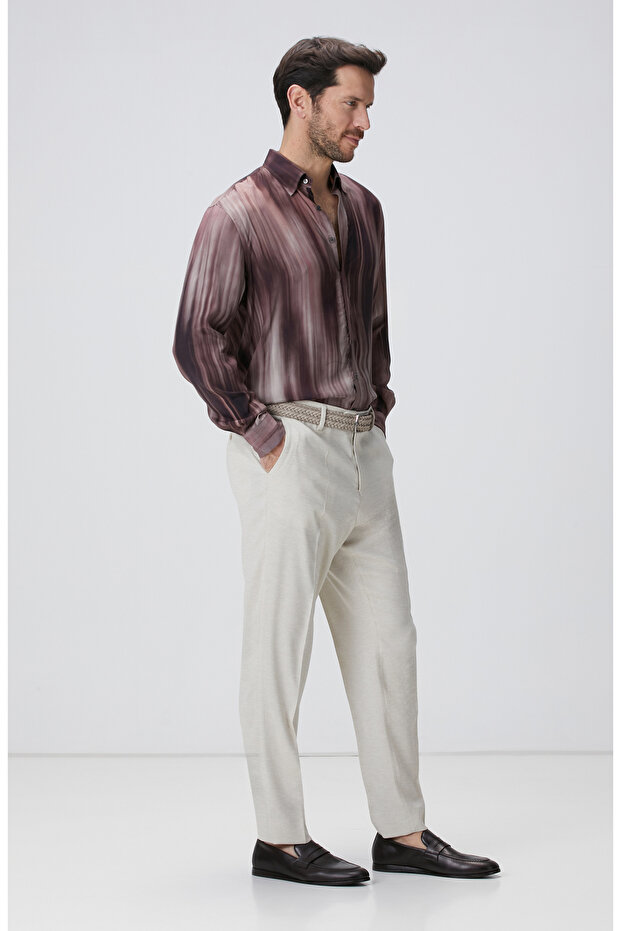 Bordo Baskılı Gömlek - 3