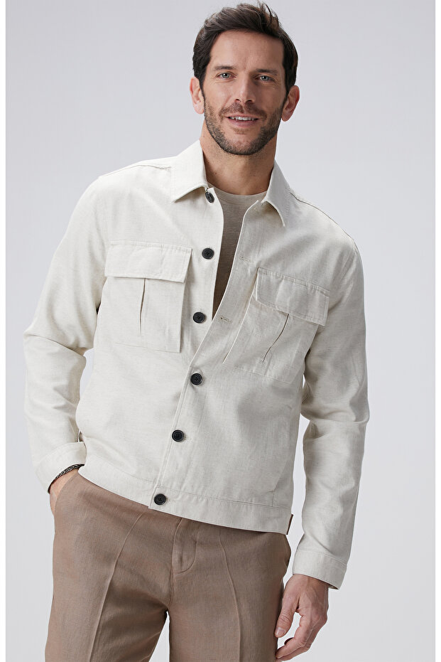 Naturel Nopeli Dış Gömlek - 1