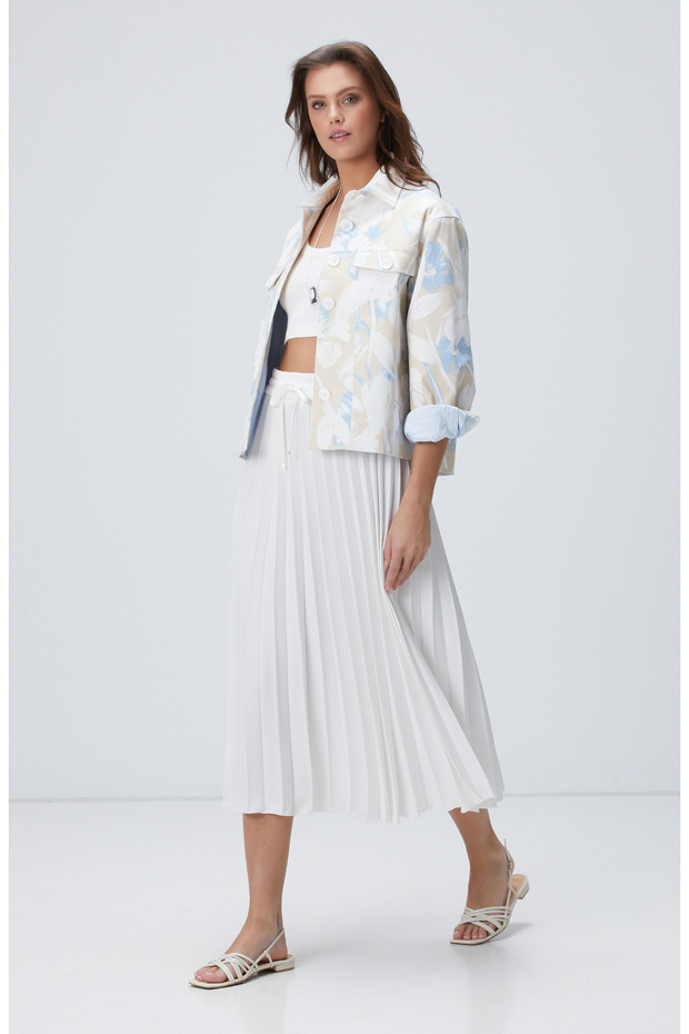 Kırık Beyaz Midi Etek - 1