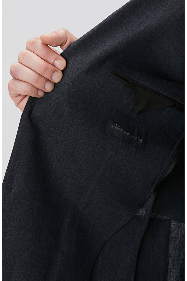 Siyah Keten Ceket - 8