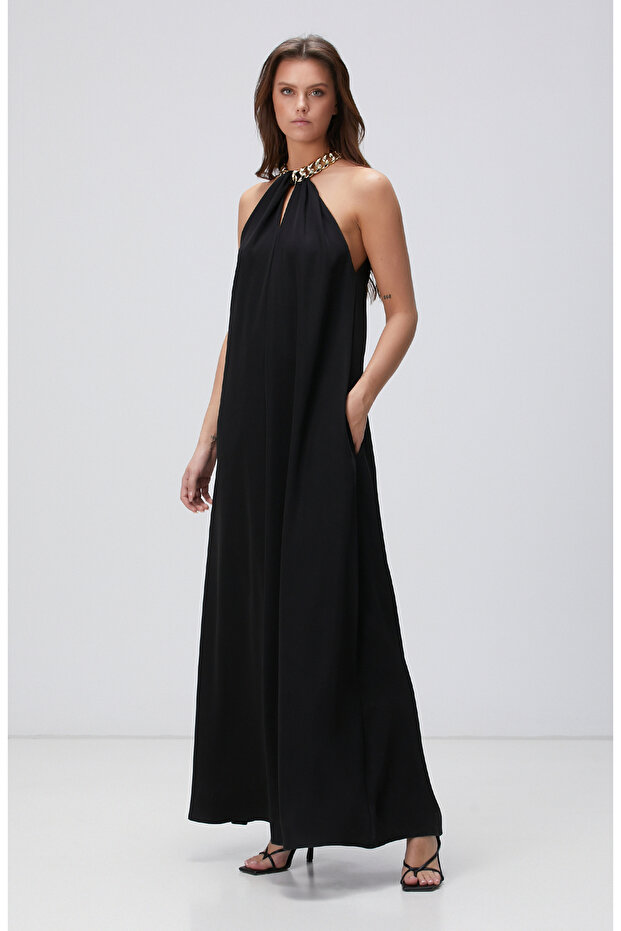 Siyah Maxi Abiye Elbise - 4