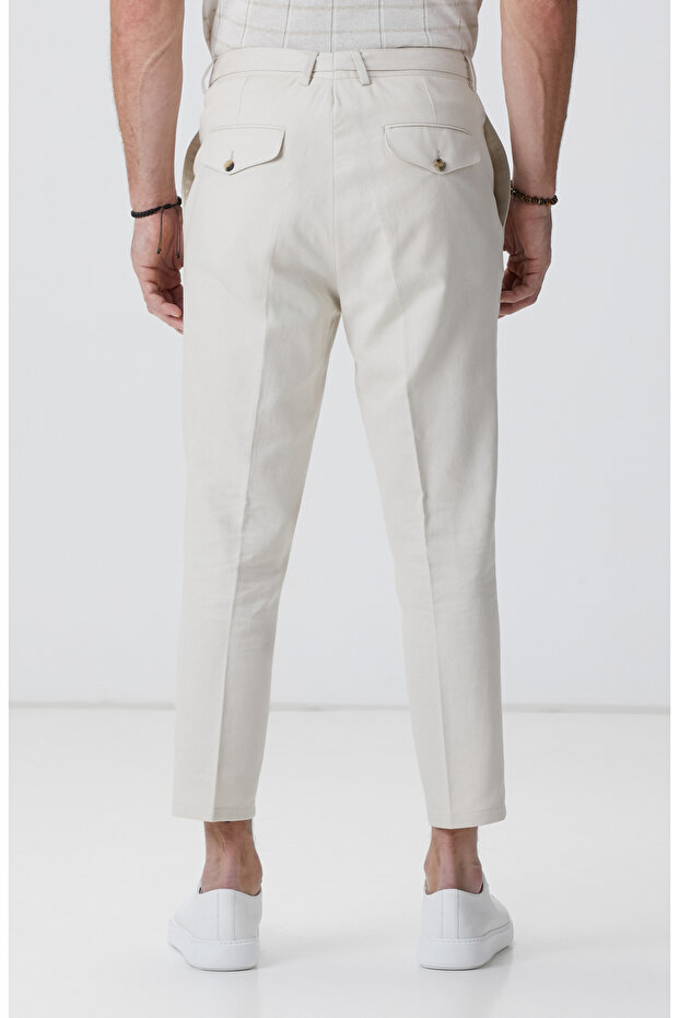 Taş Keten Karışımlı Pantolon - 3