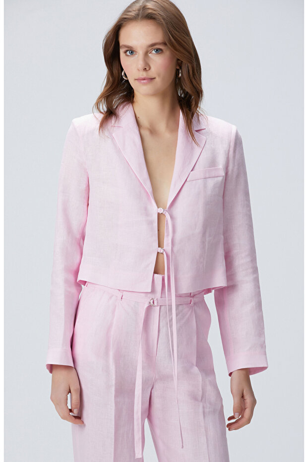 Pembe Keten Ceket - 3