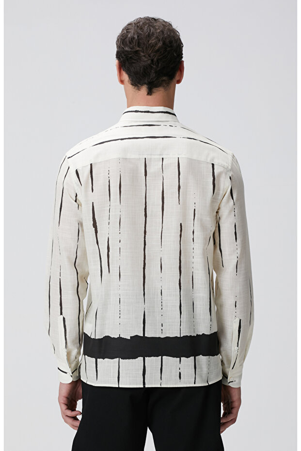 Kırık Beyaz Baskılı Gömlek - 5