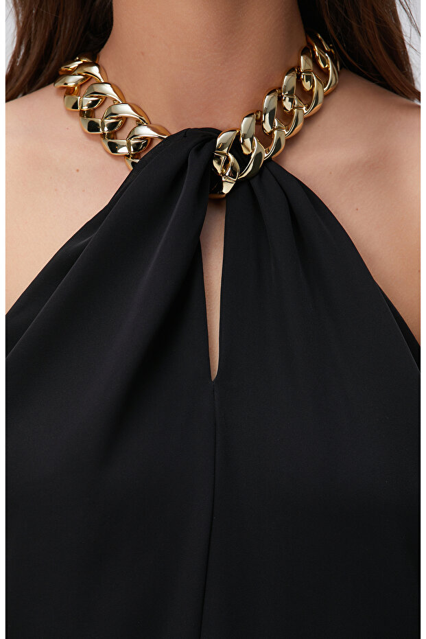 Siyah Maxi Abiye Elbise - 6