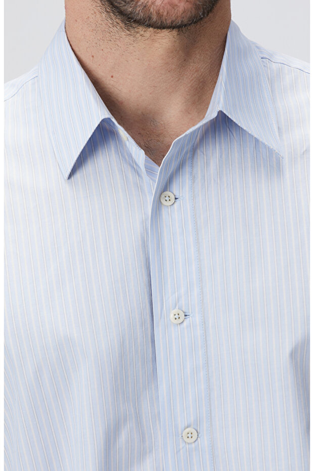 Mavi Çizgili Gömlek - 6