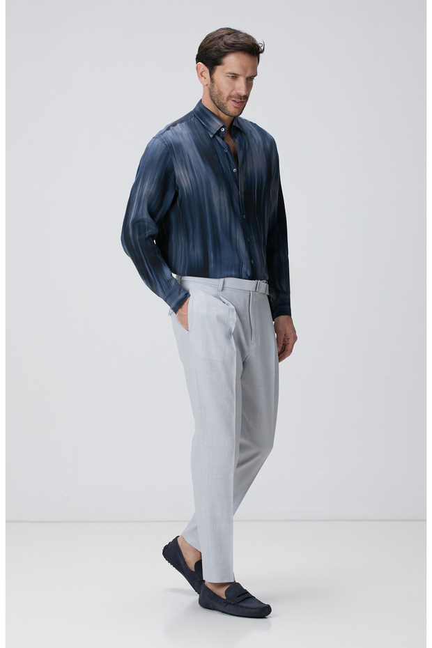 Lacivert Baskılı Gömlek - 3