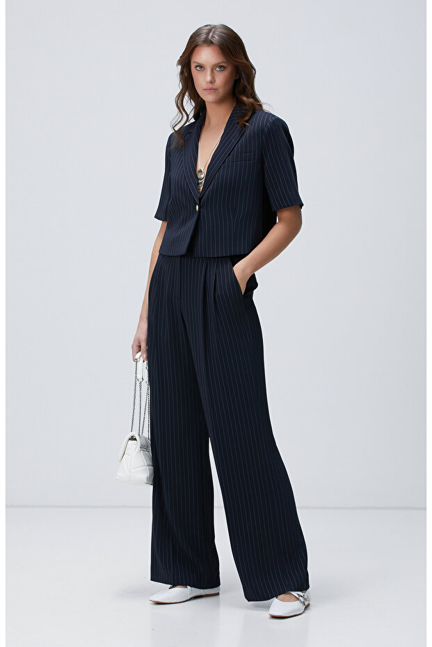 Lacivert Çizgili Ceket - 2