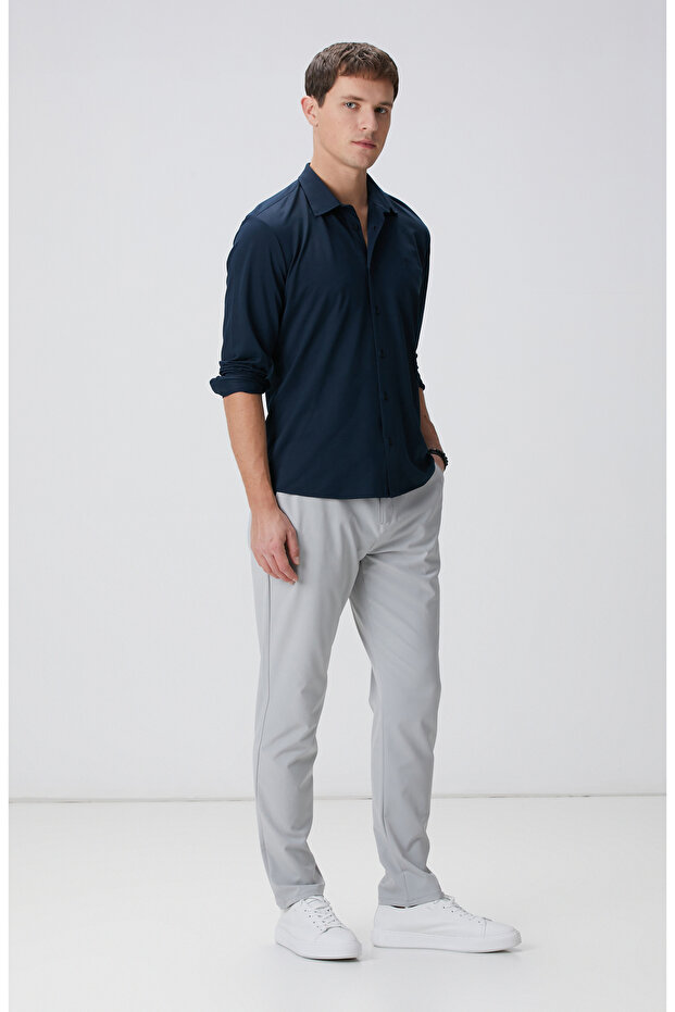 Lacivert Örme Gömlek - 3