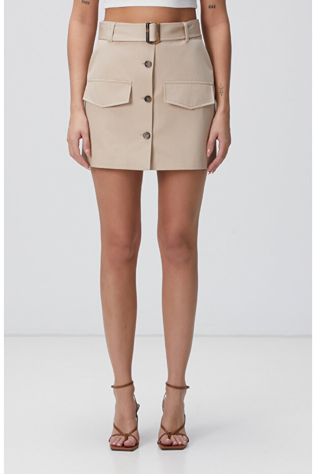 Açık Bej Mini Etek - 2
