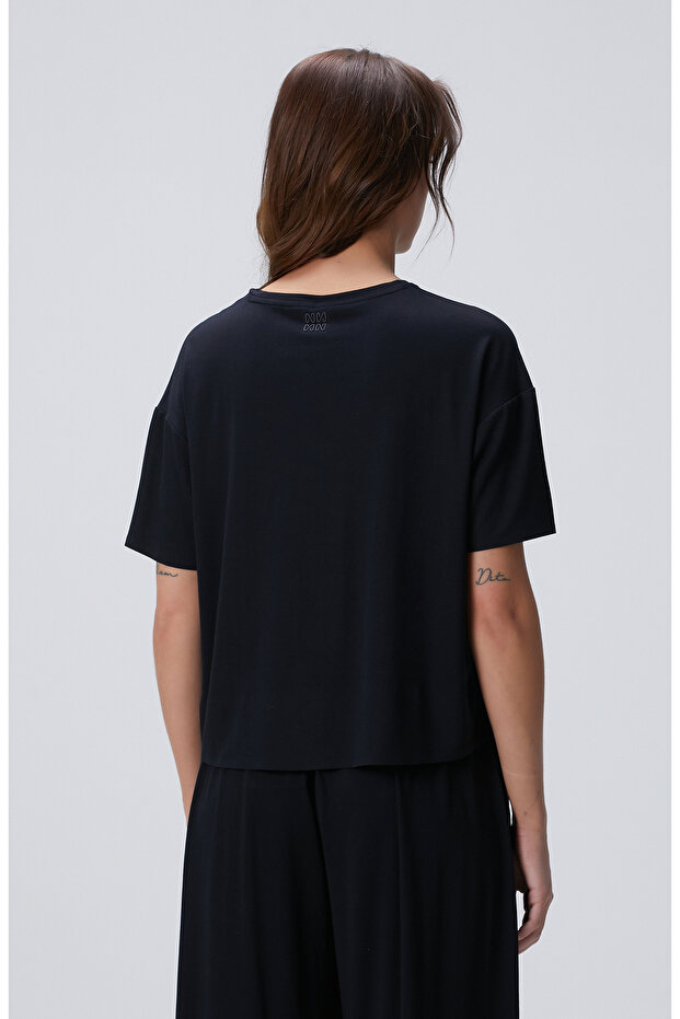 N-Tech Siyah Modal Karışımlı T-shirt - 5