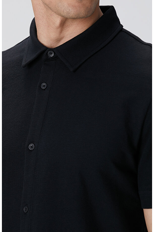 Siyah Jakarlı Gömlek - 6