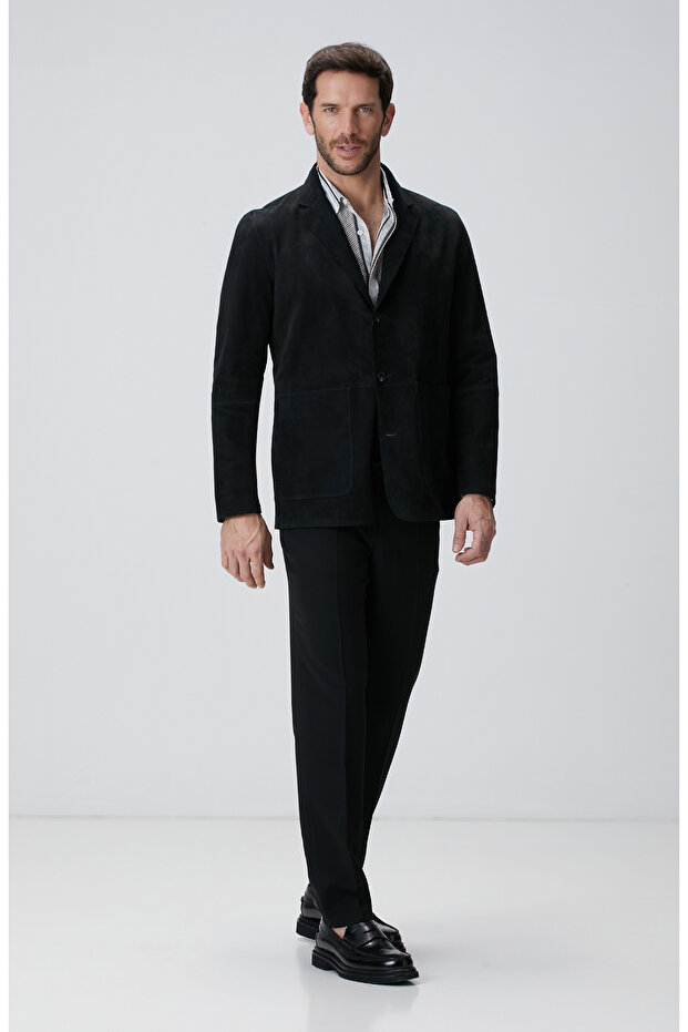 Siyah Beyaz Keten Gömlek - 3