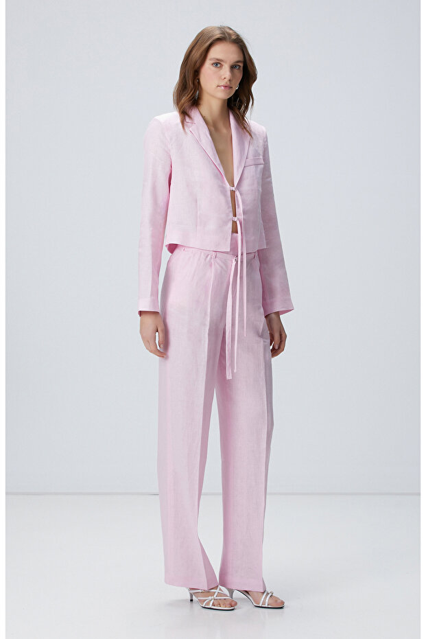 Pembe Keten Ceket - 2