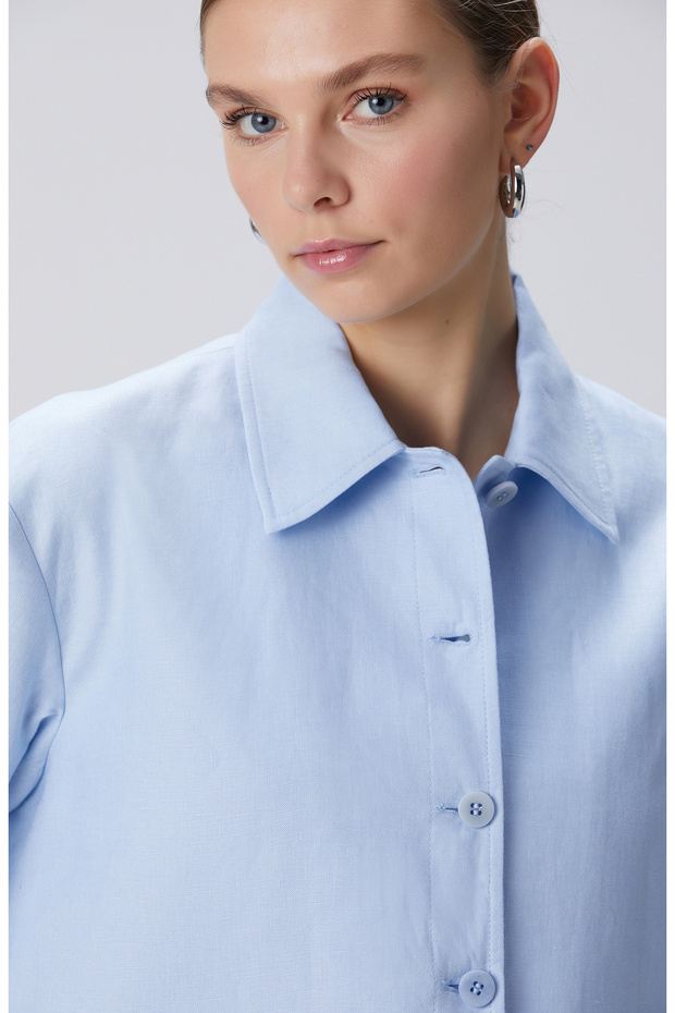 Açık Mavi Keten Ceket - 2