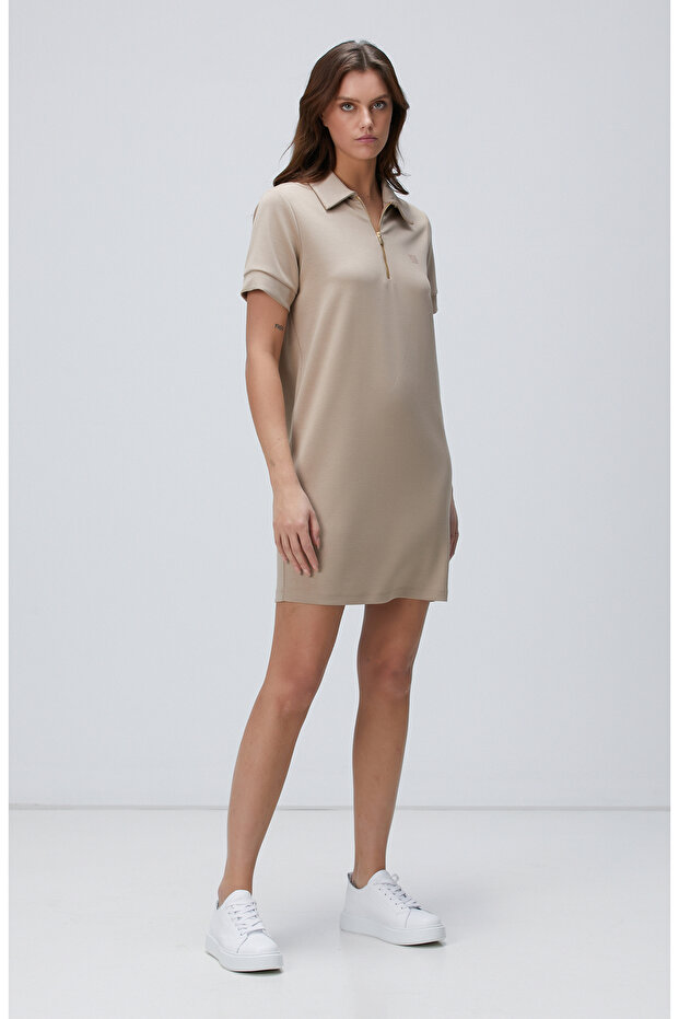 Vizon Polo Yaka Elbise - 1