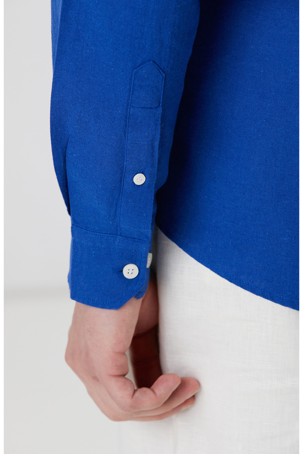 Saks Keten Gömlek - 7