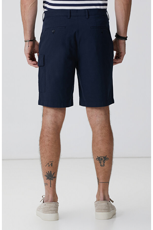 Lacivert Armürlü Şort - 3