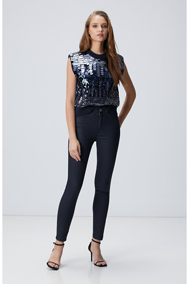 Lacivert Denim Pantolon - 1