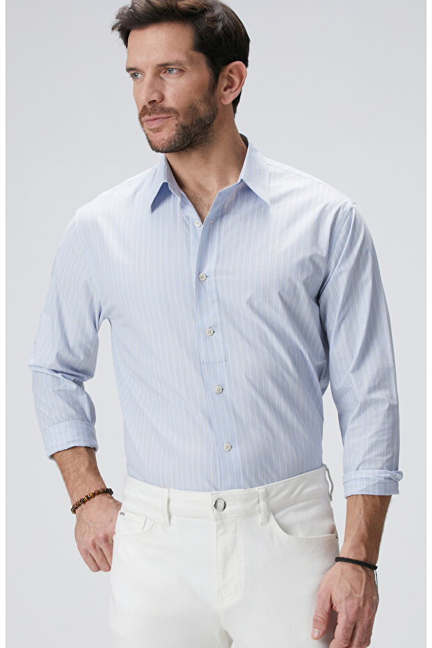 Mavi Çizgili Gömlek - 2
