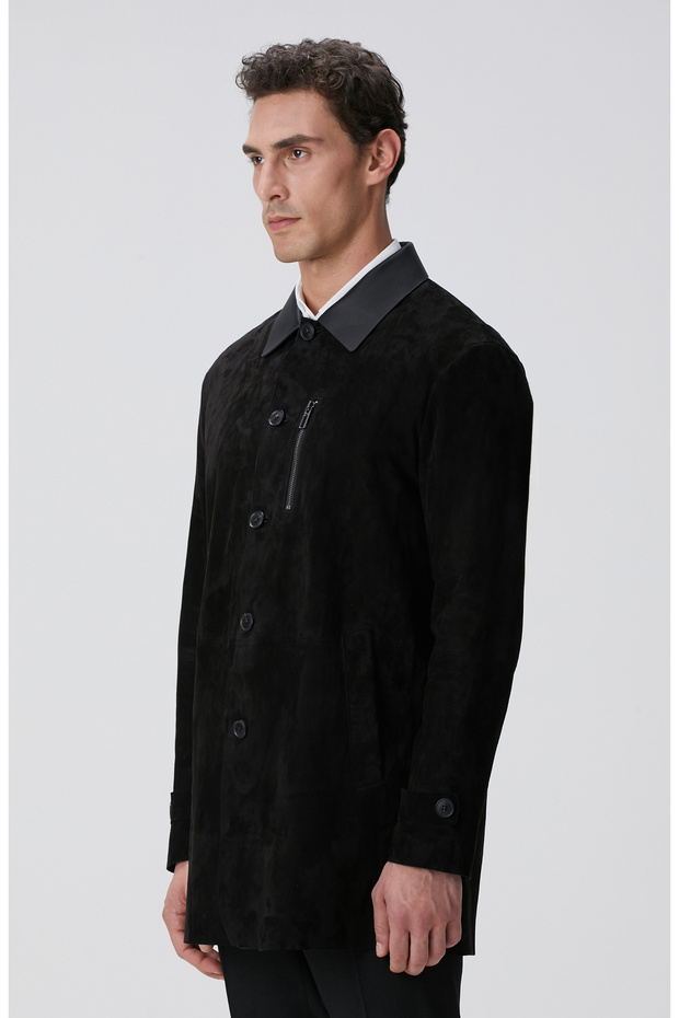 Siyah Süet Pardösü - 4