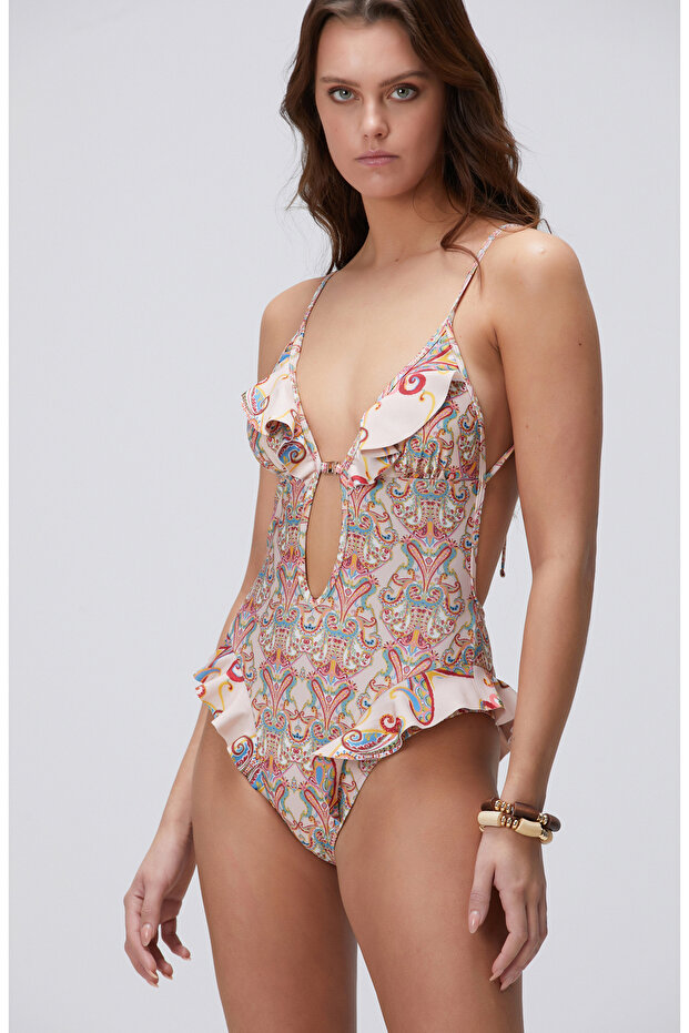 Bej Volan Detaylı Mayo - 4