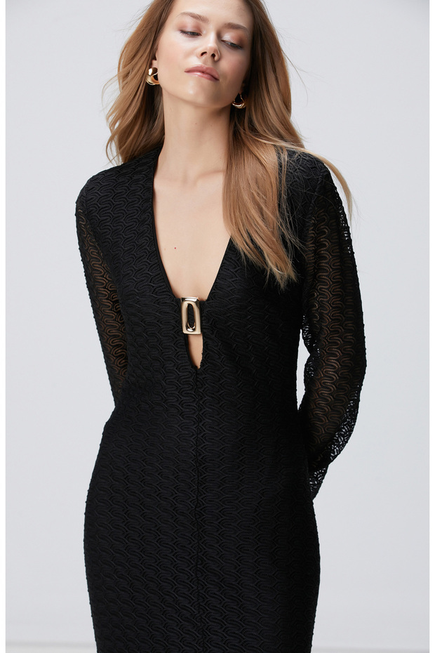 Siyah Plaj Elbise - 2