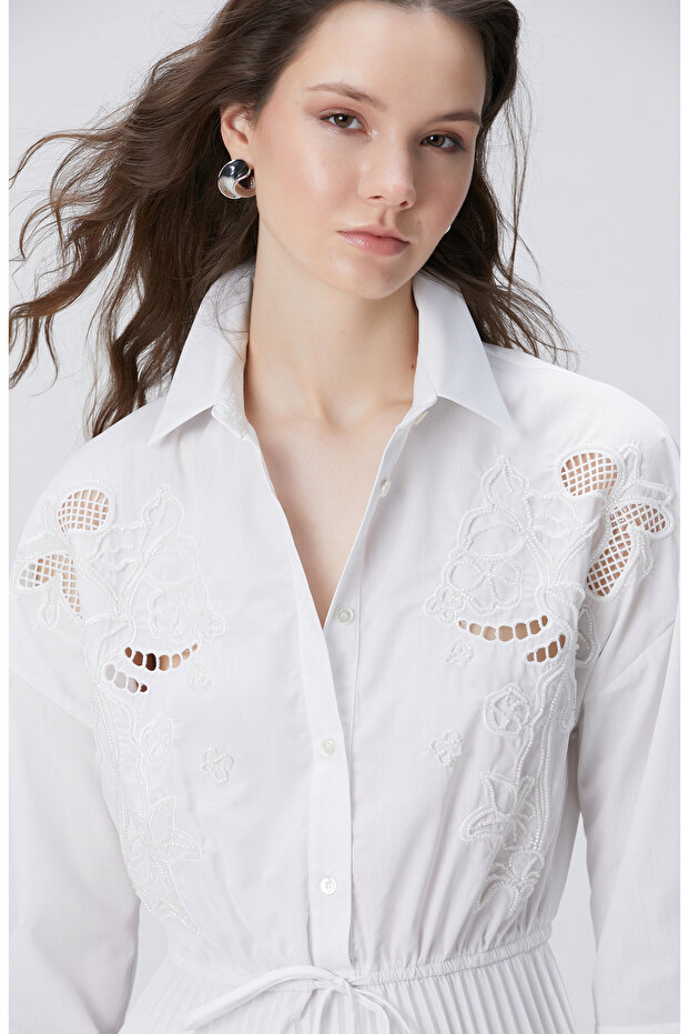 Beyaz Mini Elbise - 2