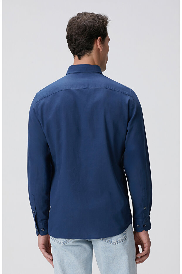 Indigo Mikro Desenli Gömlek - 5