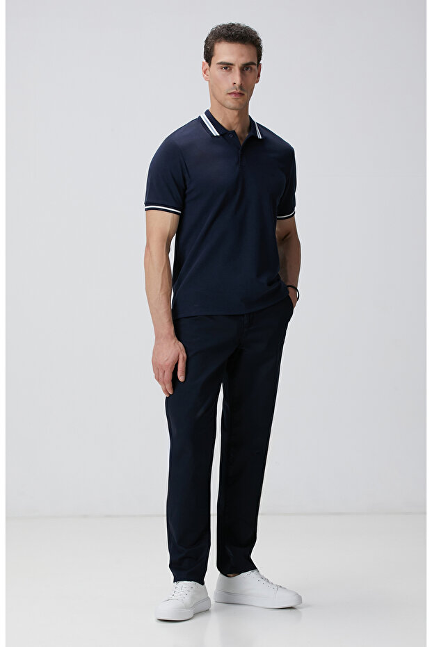 Lacivert Polo Yaka Örme T-shirt - 3