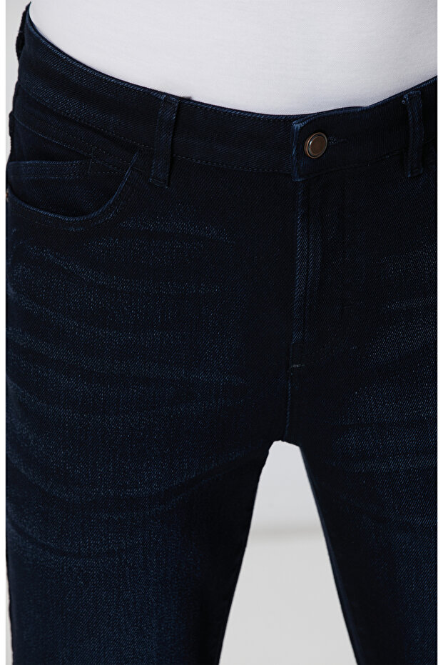 Lacivert Denim Pantolon - 4