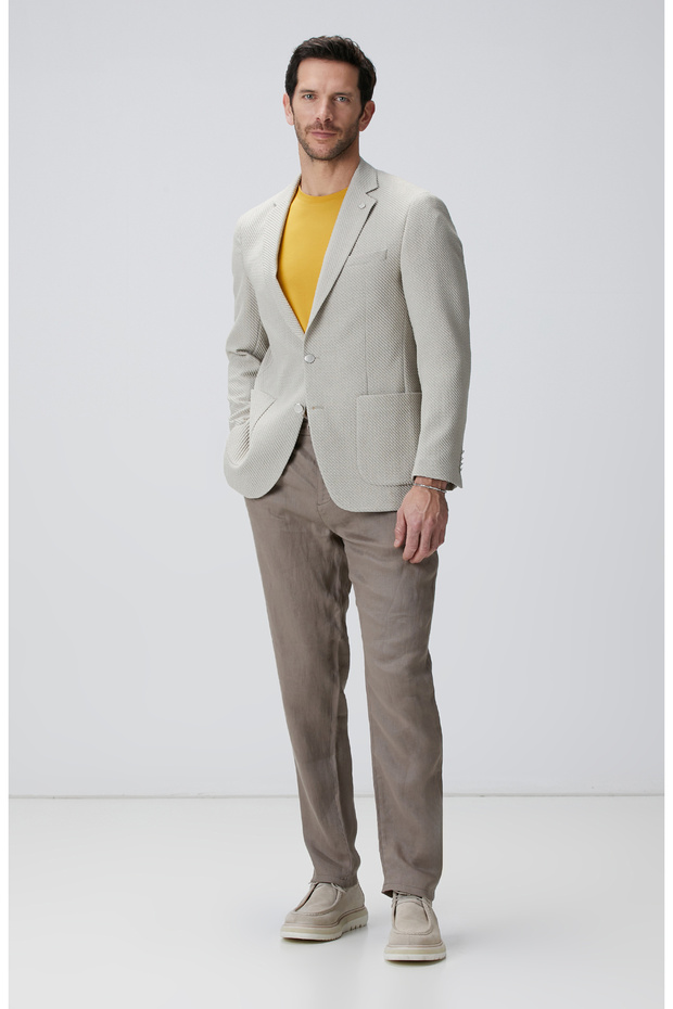 Bej Keten Pantolon - 1