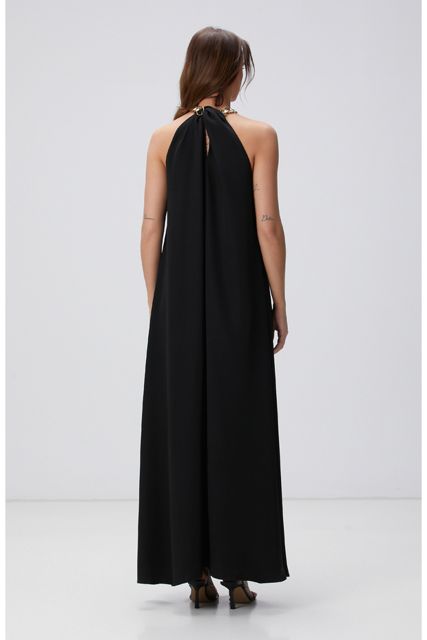 Siyah Maxi Abiye Elbise - 5