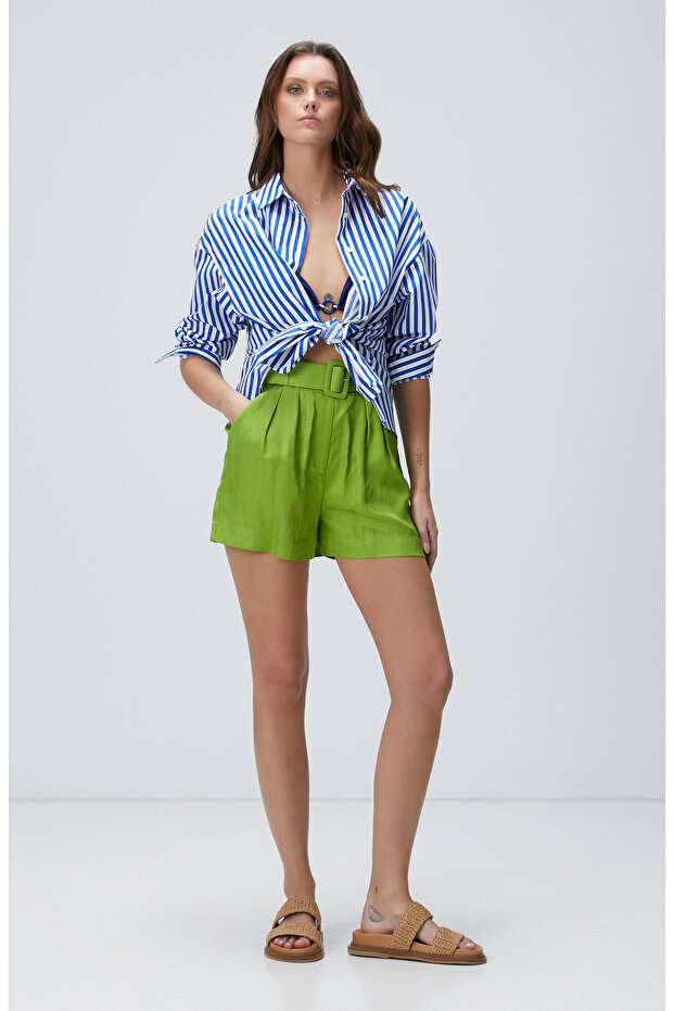 Saks Çizgili Gömlek - 2