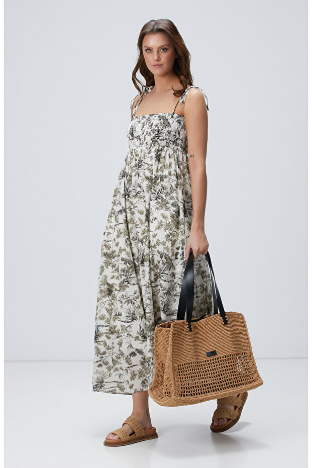 Haki Desenli Elbise - 1