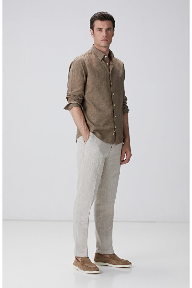 Vizon Keten Karışımlı Gömlek - 3