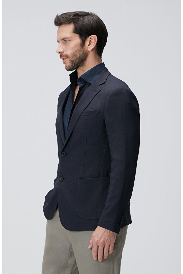 Lacivert Armürlü Ceket - 5