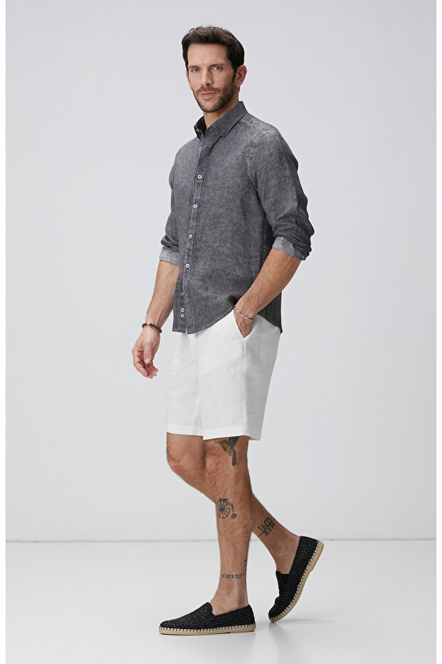 Antrasit Keten Gömlek - 3