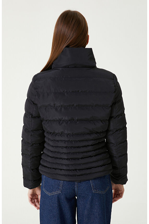 Lacivert Kapitone Mont - 6