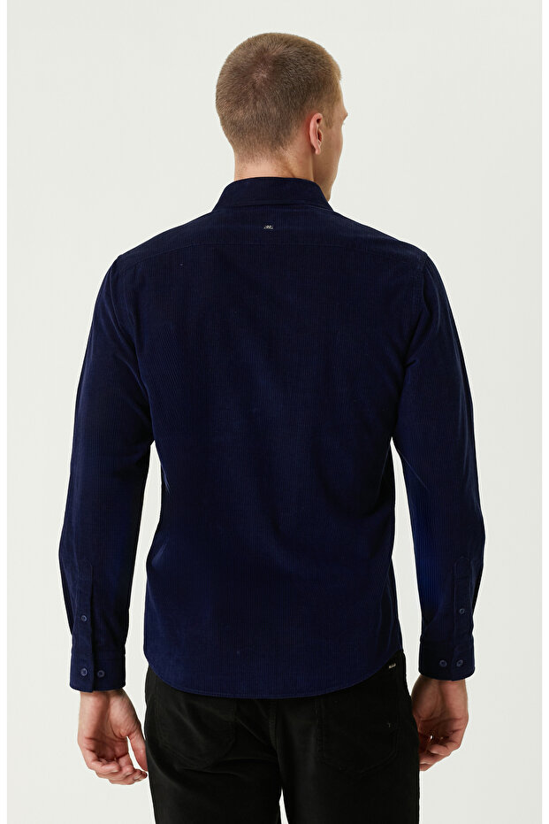 Saks Fitilli Kadife Gömlek - 5