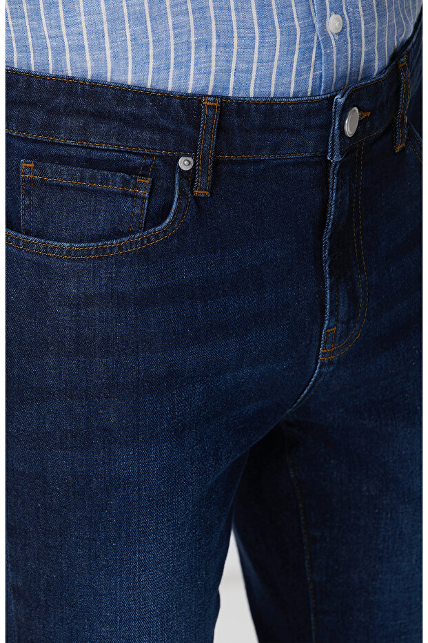 Lacivert Denim Pantolon - 4