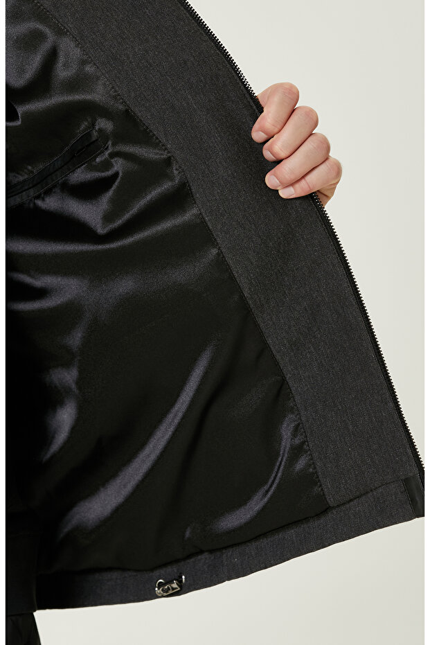 Antrasit Deri Baskılı Mont - 8