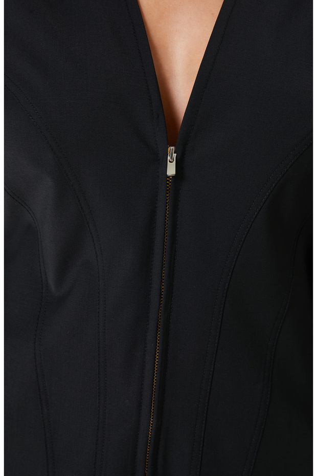 Siyah Yün Karışımlı Bluz - 5