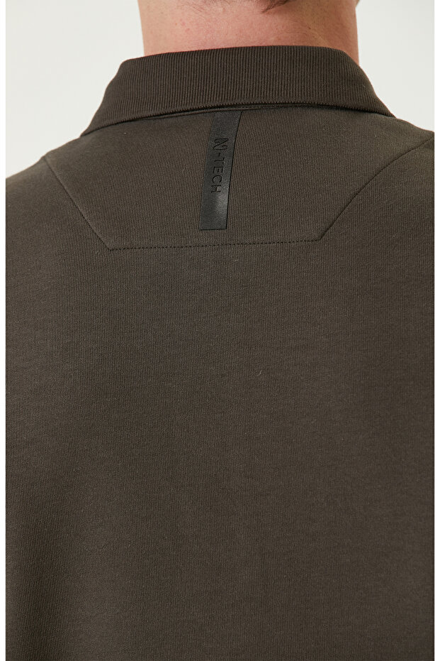 Haki N-Tech Fermuarlı Pike Tshirt - 7