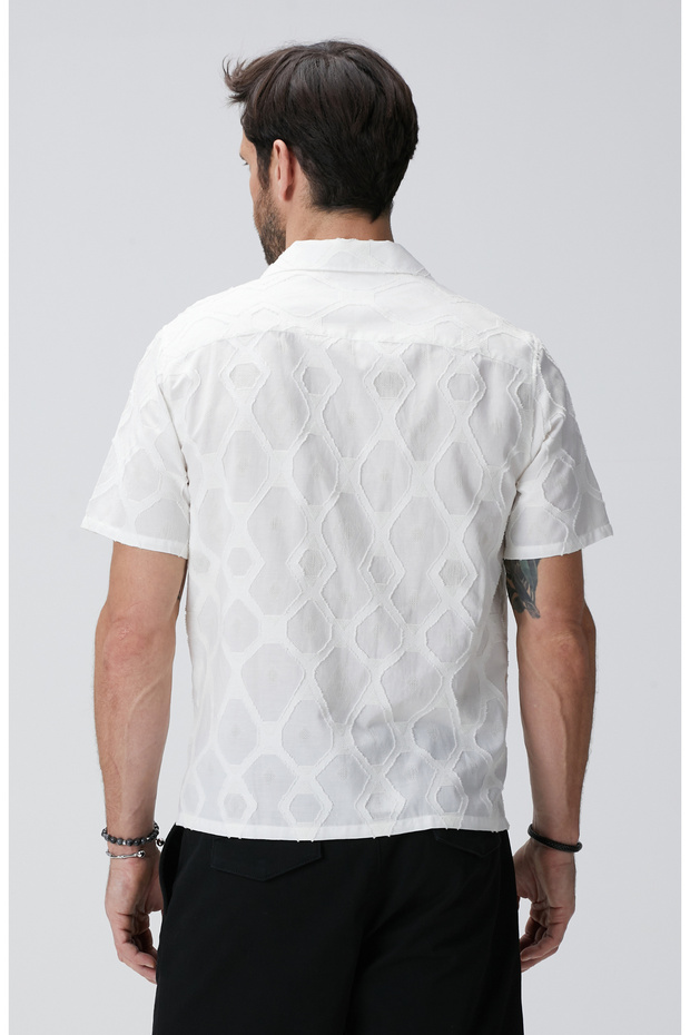 Beyaz Desenli Gömlek - 5