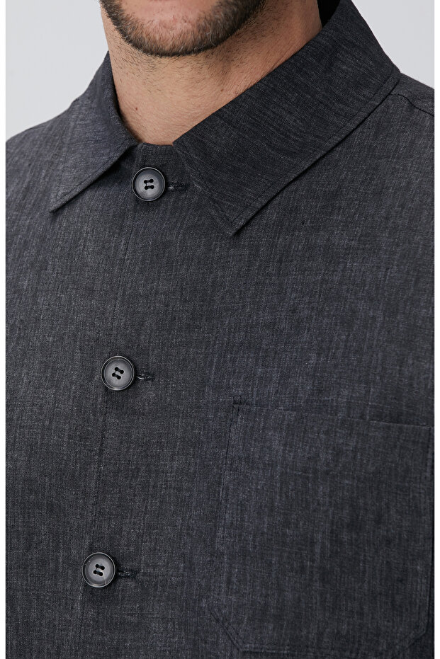 Antrasit Keten Ceket - 6