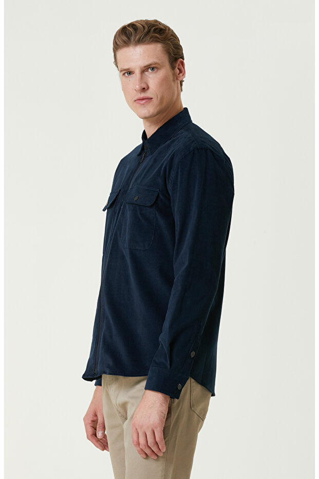 Lacivert Kadife Ceket - 4