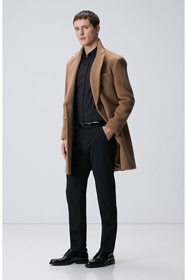 Camel Yün Karışımlı Palto - 3