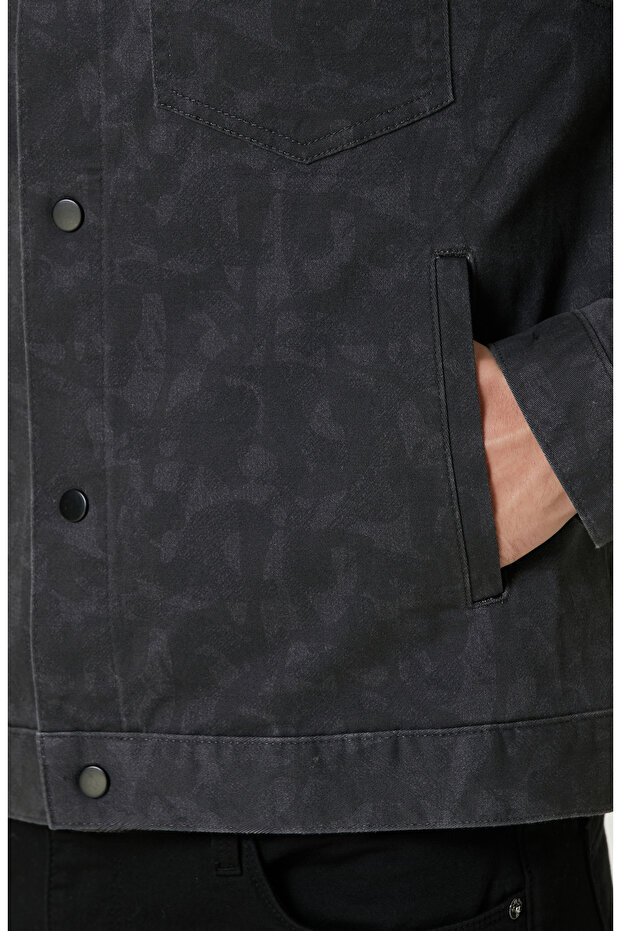 Siyah Desenli Denim Mont - 8